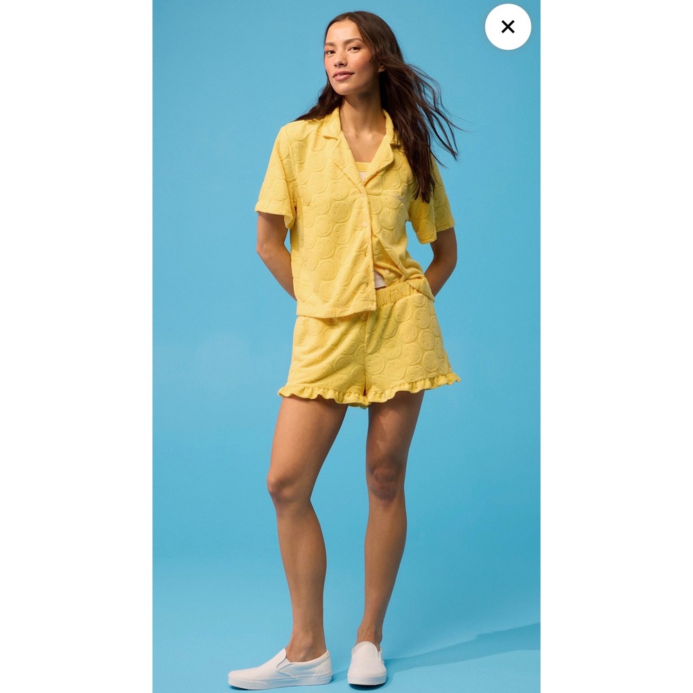 American Eagle Smiley World Terry Cloth Lounge Set Yellow XXL New